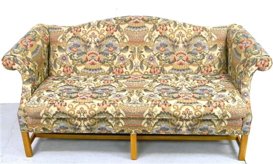 Appraisal: Hitchcock camel back sofa with polychrome tapestry fabric singular detached