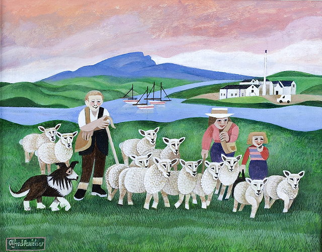 Appraisal: Alfred Daniels British - Sheep herding in Skye signed and