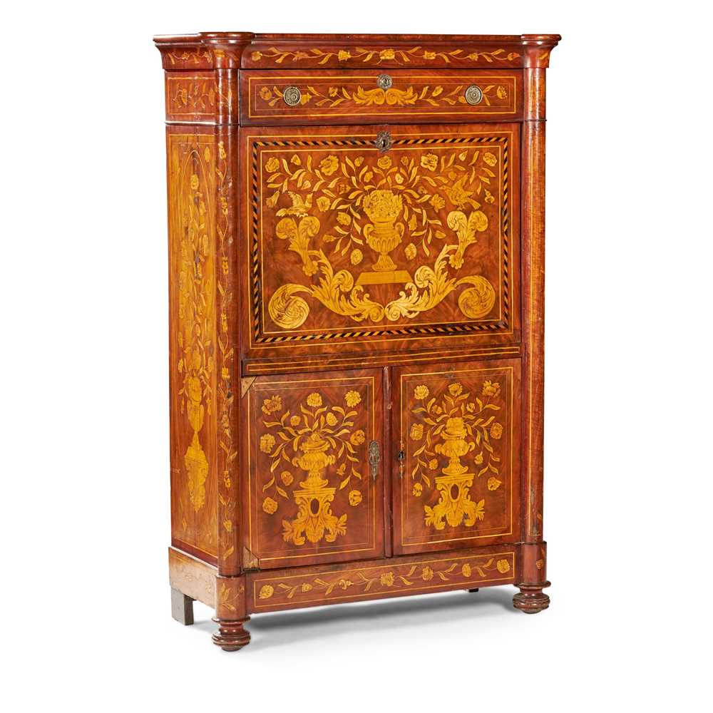 Appraisal: DUTCH WALNUT AND FLORAL MARQUETRY SECRETAIRE A ABATTANT TH CENTURY