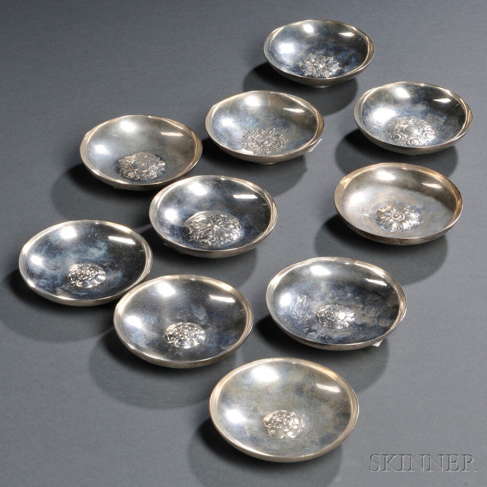 Appraisal: Ten Small Arthur Stone - Dishes Sterling silver Massachusetts early