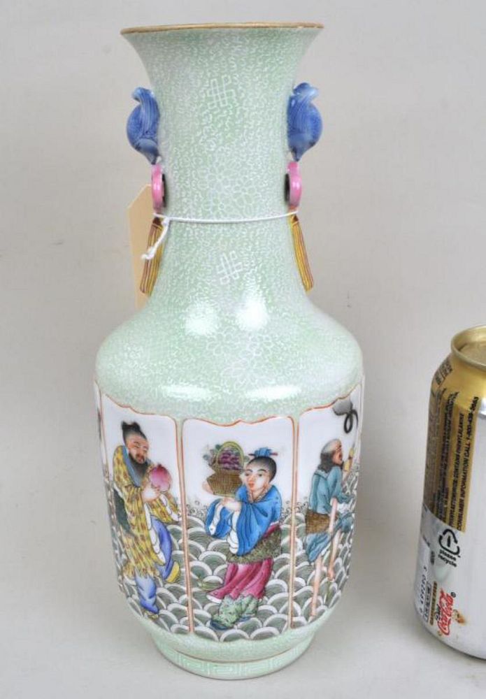 Appraisal: Chinese Famille Verte Eight Immortals Vase with finely detailed figural