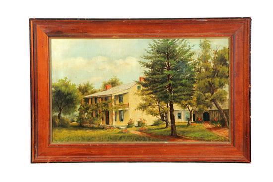 Appraisal: PAINTING OF A YELLOW HOUSE AMERICAN SCHOOL LATE TH-EARLY TH