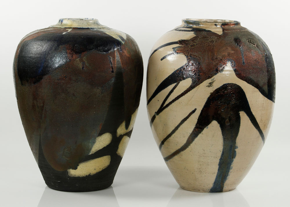 Appraisal: - Pair Japanese Studio Pottery Vases Pair of large ceramic