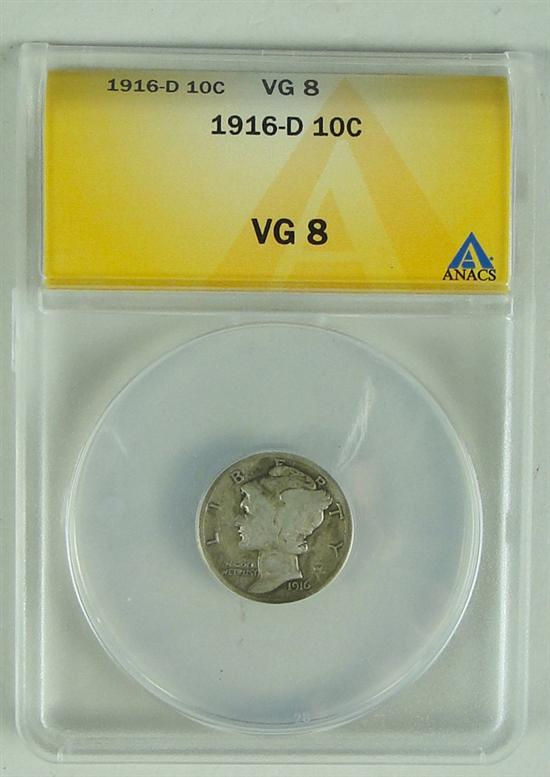 Appraisal: -D Mercury Dime This rare and key coin to the