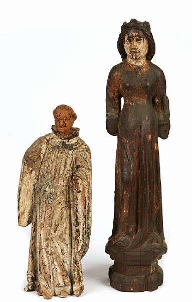 Appraisal: A group of two Italian carved and painted wood figures