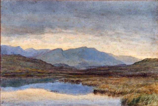 Appraisal: ALBERT HARTLAND Irish - Lake and mountain landscape with marshes