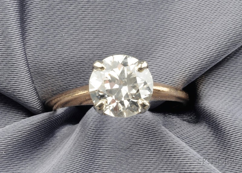 Appraisal: Diamond Solitaire prong-set with an old European-cut diamond weighing approx