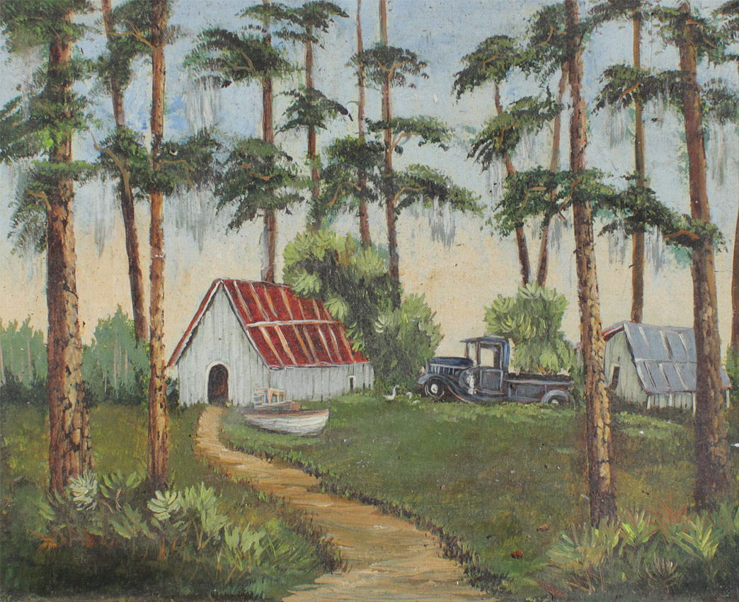 Appraisal: MARY MCCOMBS NAIVE FLORIDA LANDSCAPE PAINTING Oil Masonite '' x