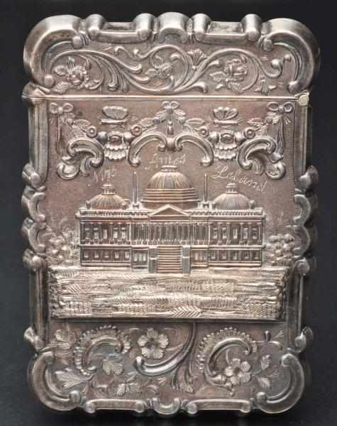 Appraisal: Victorian Calling Card Case Sterling silver Highly embossed castle scene