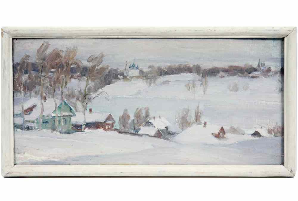 Appraisal: OOCB - Russian Winter Village Scene unsigned but marked 'Zuma'