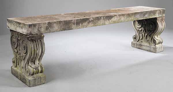 Appraisal: An Antique Cast Stone Garden Bench in the Neo-Classical Taste