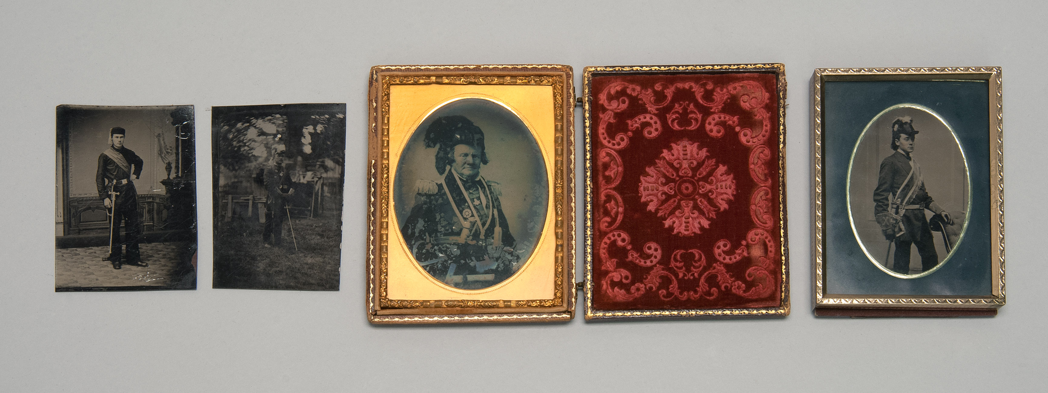 Appraisal: FOUR TINTYPES OF FRATERNAL ORGANIZATION MEMBERS All depicted in full