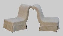 Appraisal: Pair of Chaises De Poussoir ca S scroll seat backs