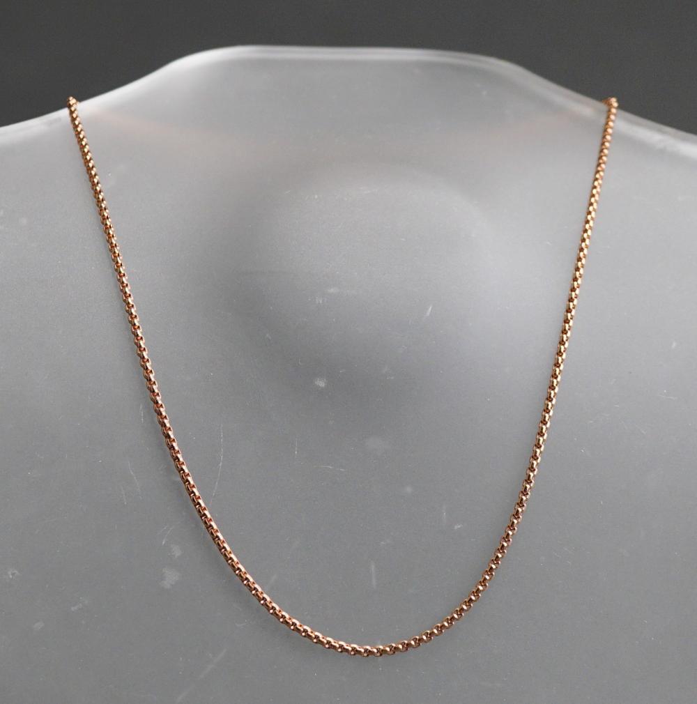 Appraisal: Tested -Karat Rose Gold Chain Necklace dwt L in x