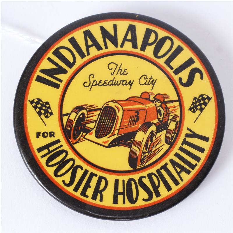 Appraisal: Indianapolis The Speedway City Racing Celluloid Pin Circa Hoosier Hospitality