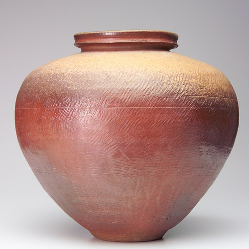 Appraisal: PAUL CHALEFF Large wood-fired vessel with hatched surface in iron