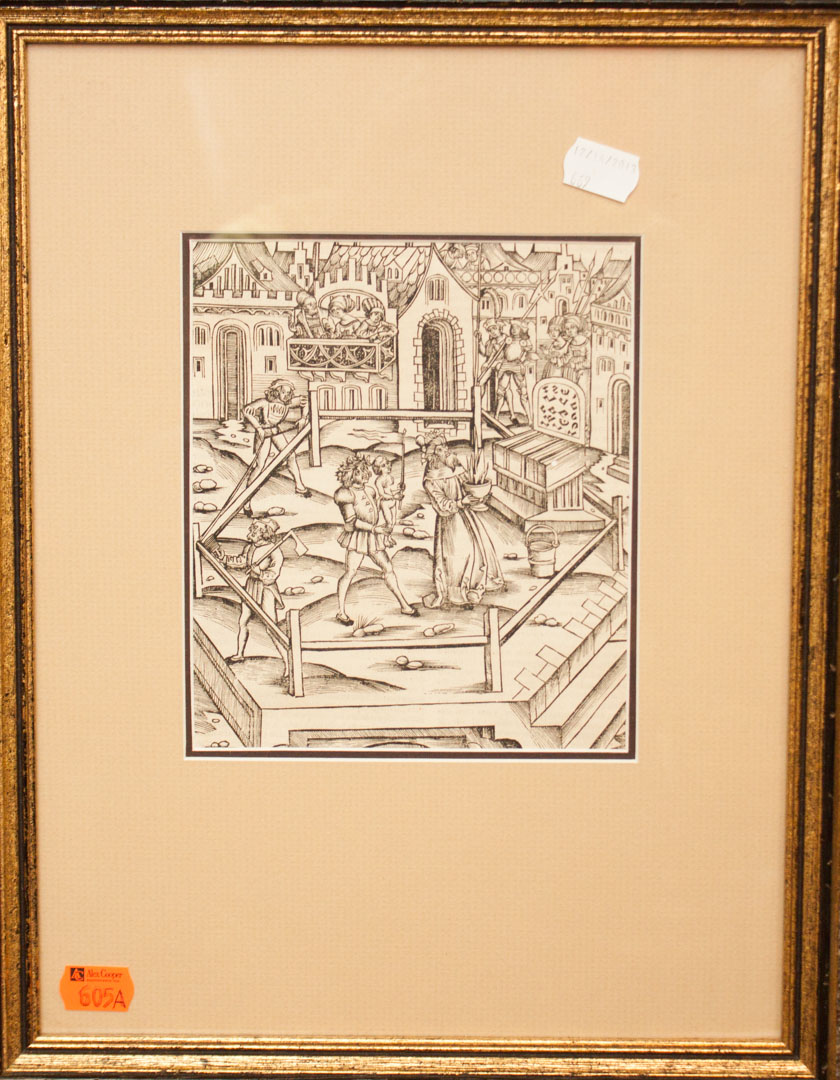 Appraisal: a Judaica Print German Gothic woodcut depicting Moses and Aaron