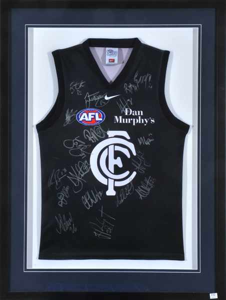 Appraisal: FRAMED AND SIGNED CARLTON FOOTBALL CLUB JUMPER