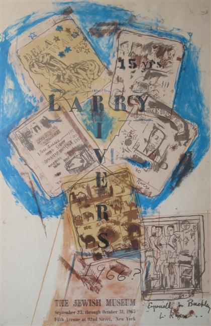 Appraisal: LARRY RIVERS american - THE JEWISH MUSEUM marker signed and