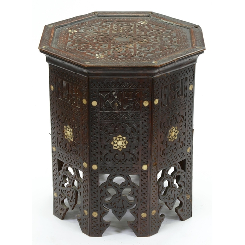 Appraisal: A Indian carved and mother of pearl inlaid octagonal table