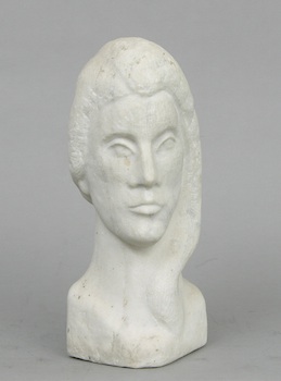 Appraisal: A Carved White Marble Bust of a Woman A carved