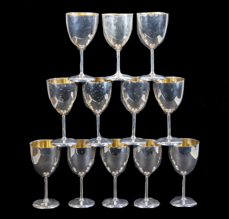 Appraisal: INTERNATIONAL STERLING WINE GOBLETS Set of Sterling Wine Stems by