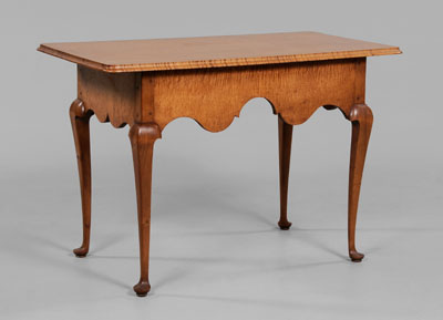 Appraisal: Queen Anne Tiger Maple Tavern Table skirt with stamped signature