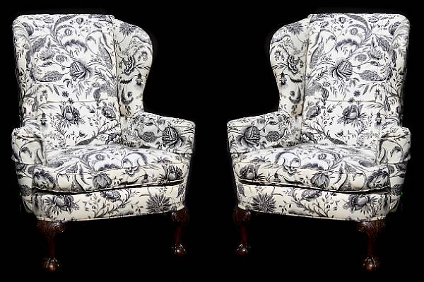 Appraisal: A group of two George III style toile upholstered wing