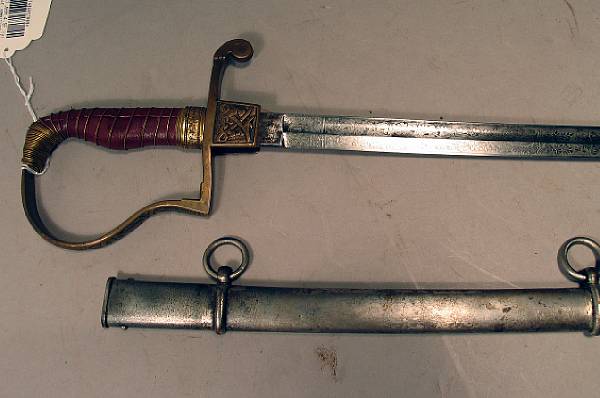 Appraisal: A continental saber Slightly curved inch blade with inch panel