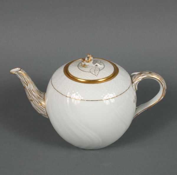 Appraisal: Herend porcelain teapot gilt decoration and floral finial marked on