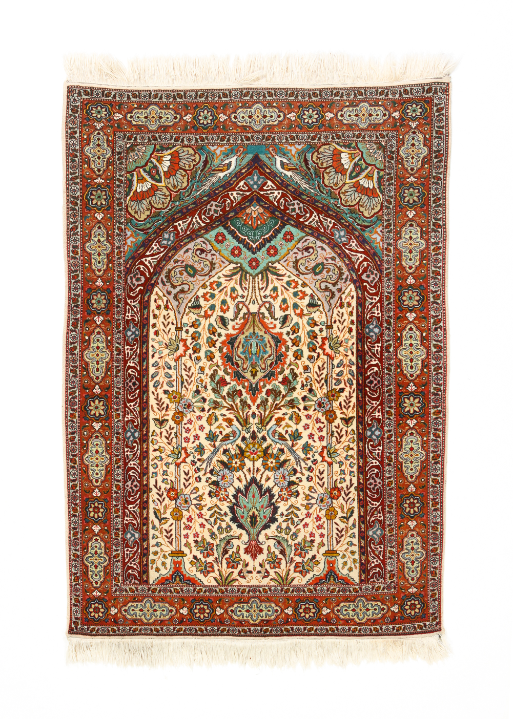 Appraisal: PERSIAN QUM RUG Mid th century wool pile Meditation design