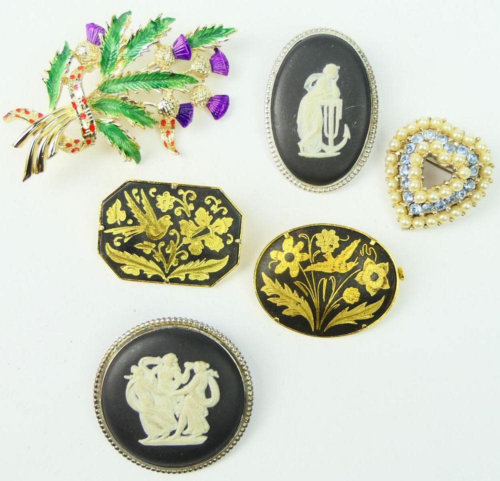 Appraisal: NICE LOT OF COSTUME JEWELRY To include Wedgwood brooches Niello