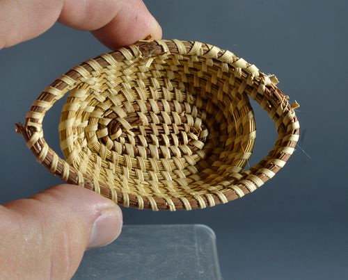 Appraisal: AFRICAN AMERICAN MINIATURE BASKETmost likely made by Annabella who was