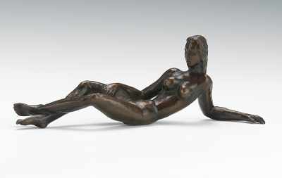 Appraisal: Unsigned Miniature Nude Bronze Recumbent female nude unsigned rendered in