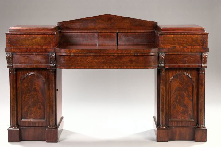 Appraisal: Fine Regency Mahogany Double-Pedestal Sideboard second quarter th century the