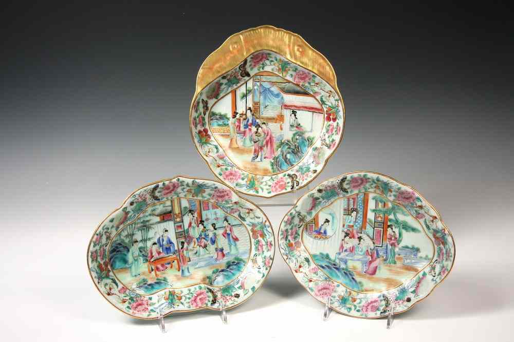 Appraisal: FAMILLE ROSE SERVING BOWLS - All have bright polychrome decoration