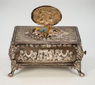 Appraisal: A th century Sterling Silver Singing Bird music box Automaton