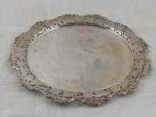 Appraisal: A silver salver with pierced border marked cm across Approx