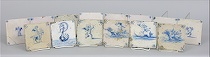 Appraisal: Antique Hand Painted Glazed Ceramic Tiles A lot of fourteen