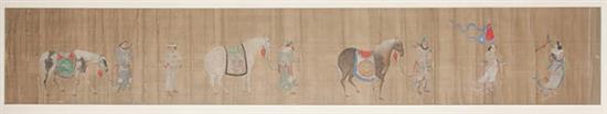 Appraisal: Follower of Zhao Mengfu Chinese - Palace Grooms with Three