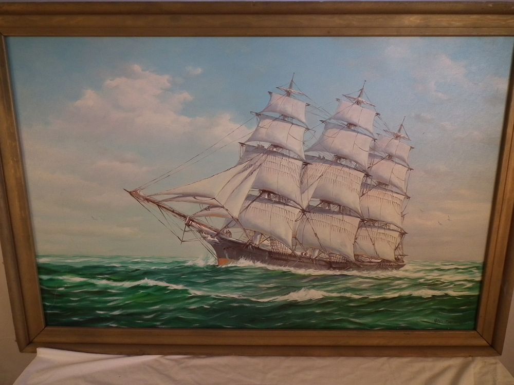 Appraisal: H SILVA FERNANDES SHIP PAINTING Large oil on canvas of