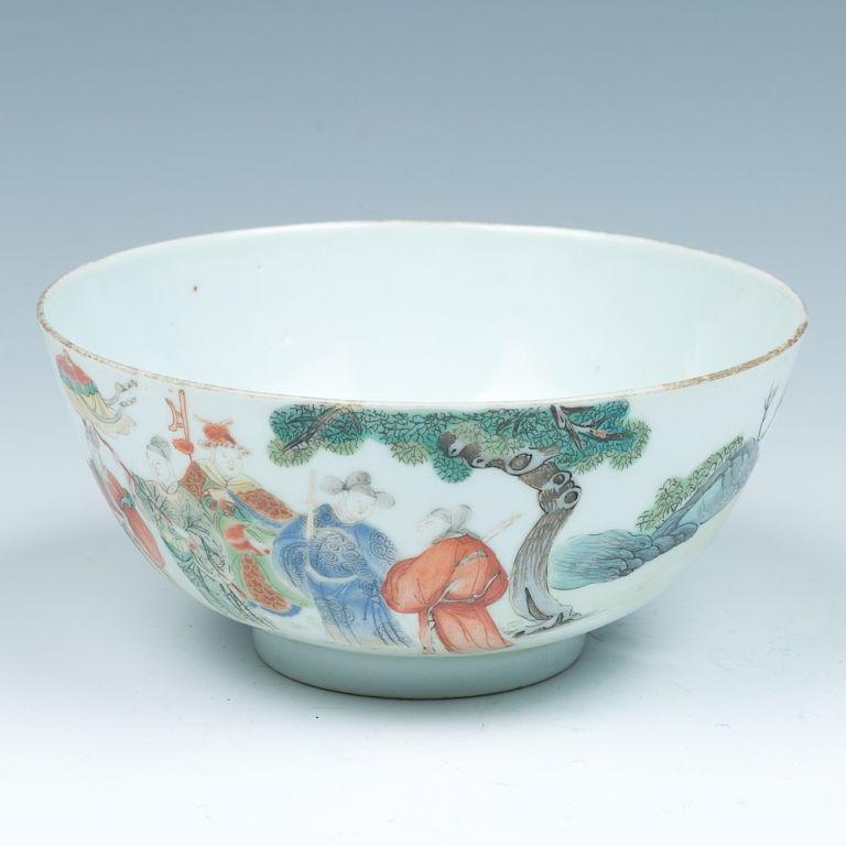 Appraisal: FAMILLE ROSE 'FIGURAL' BOWL JIAQING MARK AND PERIOD The bowl