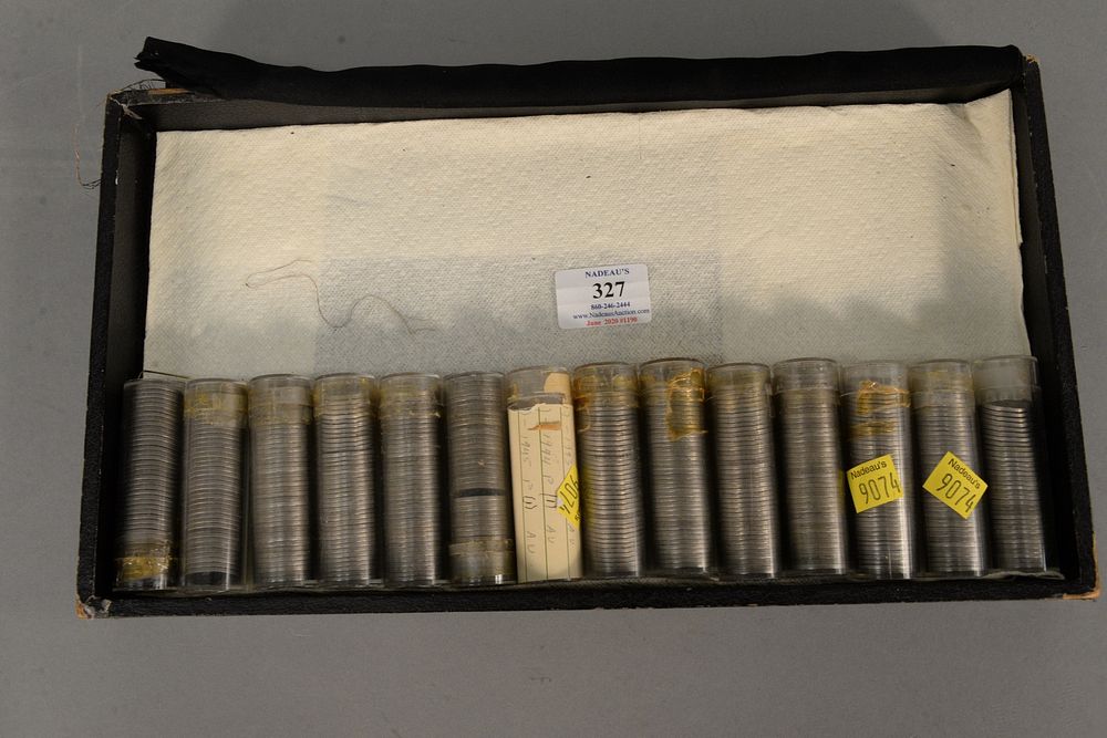 Appraisal: Fourteen rolls of wartime nickles year - Fourteen rolls of