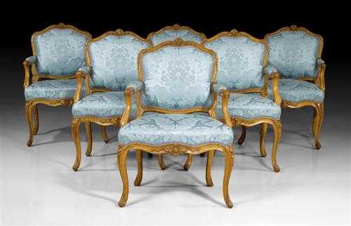 Appraisal: SET OF FAUTEUILS A LA REINE Louis XV stamped I