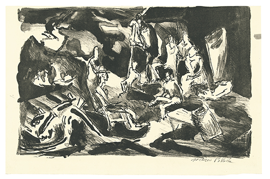 Appraisal: JACKSON POLLOCK Farm Workers Lithograph on cream wove paper circa