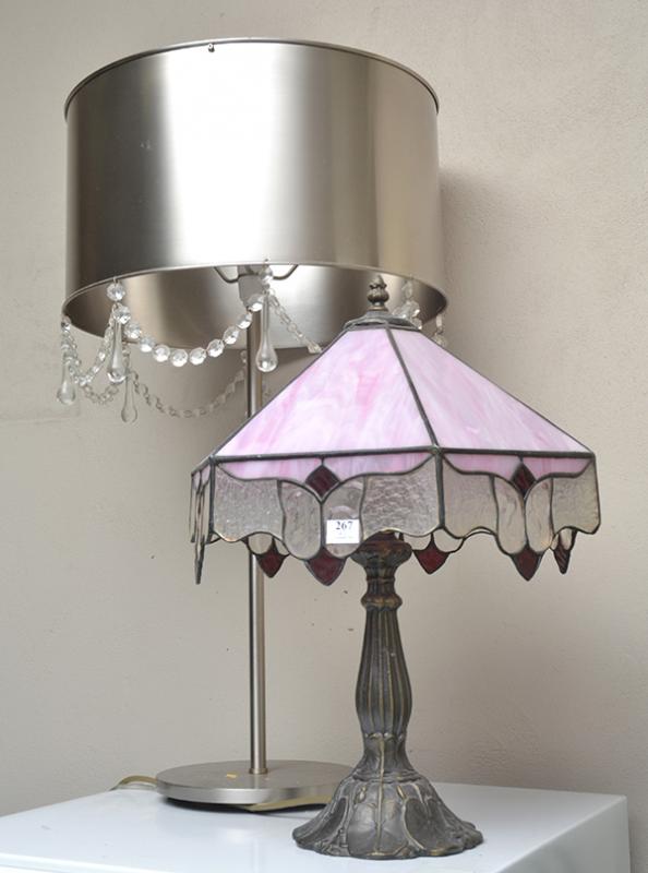 Appraisal: AN ART NOUVEAU STYLE LAMP WITH ANOTHER MODERN LAMP