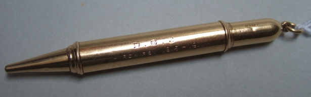 Appraisal: An ct gold cased propelling pencil by Asprey Co London