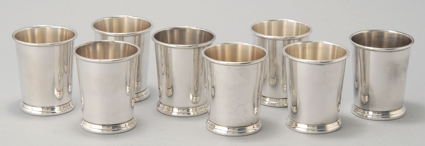 Appraisal: EIGHT PREISNER STERLING SILVER JULEP CUPS In tapered cylindrical form