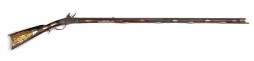 Appraisal: Ornate North Carolina flintlock long rifle attributed to the workshop