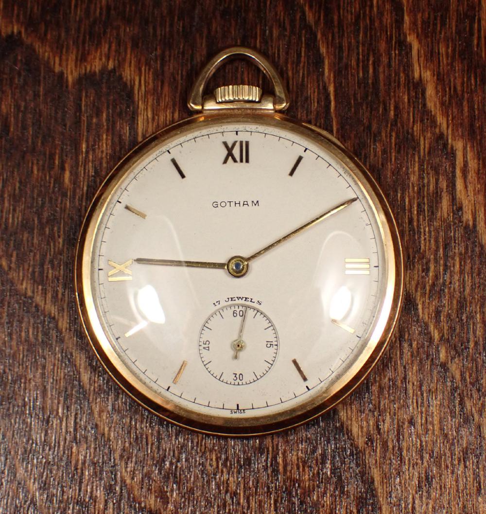 Appraisal: GOTHAM OPEN FACE POCKET WATCH having minute hour dial plus